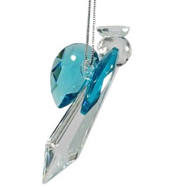 Rainbow crystal Aquamarine Guardian Angel Crystal Suncatcher, Hand Made 2.83 inch Long, Window, Flower, Car, Home Decor, Chakra Crystal Ornament, Rainbow Maker, Protection Angel… (63Aquamarine… (BIG, Aqua)