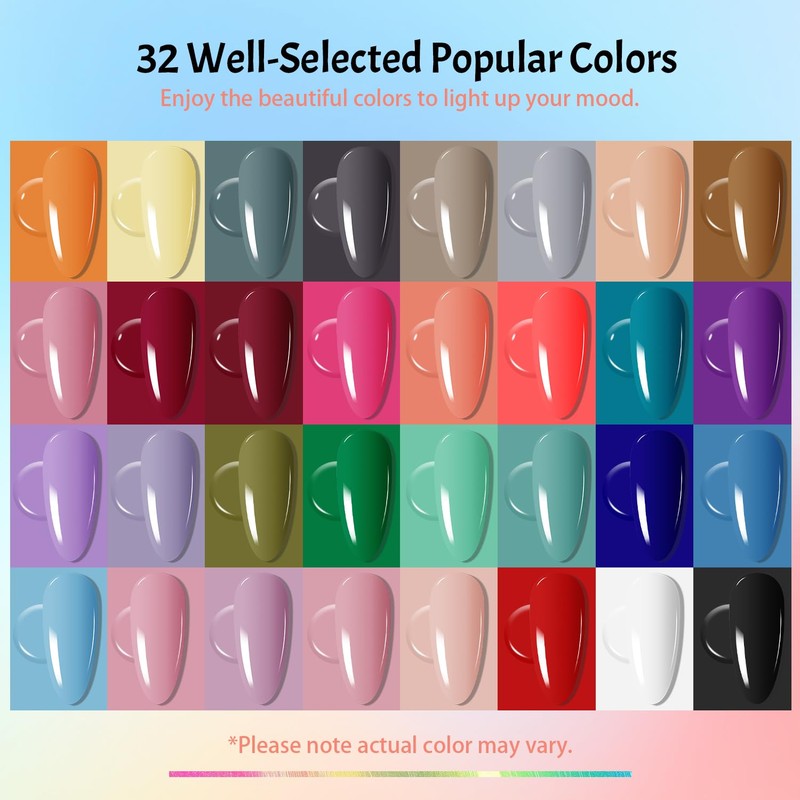 JODSONE 36Pcs Gel Nail Polish Kit with 4 Functional Adhesive