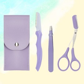 Unisex Eyebrow Grooming Kit 3-Piece Set: Thinning Scissors & Tweezers Beauty Razor 3ea