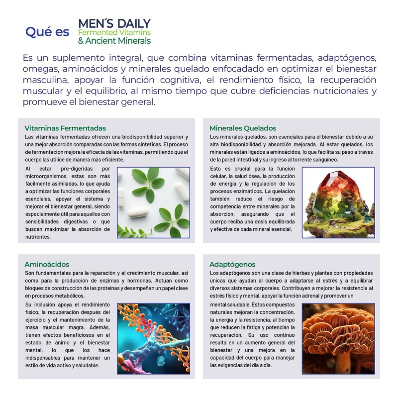 MENS DAILY MULTIVITAMIN AND ANCIENT MINERALS 4 en 1, 200