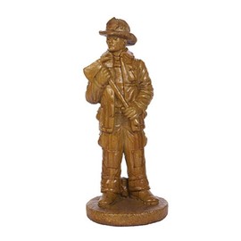 Solid Rock Stoneworks Fireman Decorative Stone Statue 25in Tall Autumn Wheat Color
