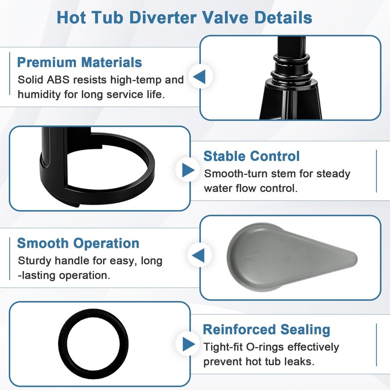 2" Hot Tub Diverter Valve Kit Stem with Cap Handle