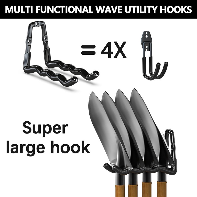 3-H Super Heavy Duty Garage Hooks 6 Pack, One-Piece Construction