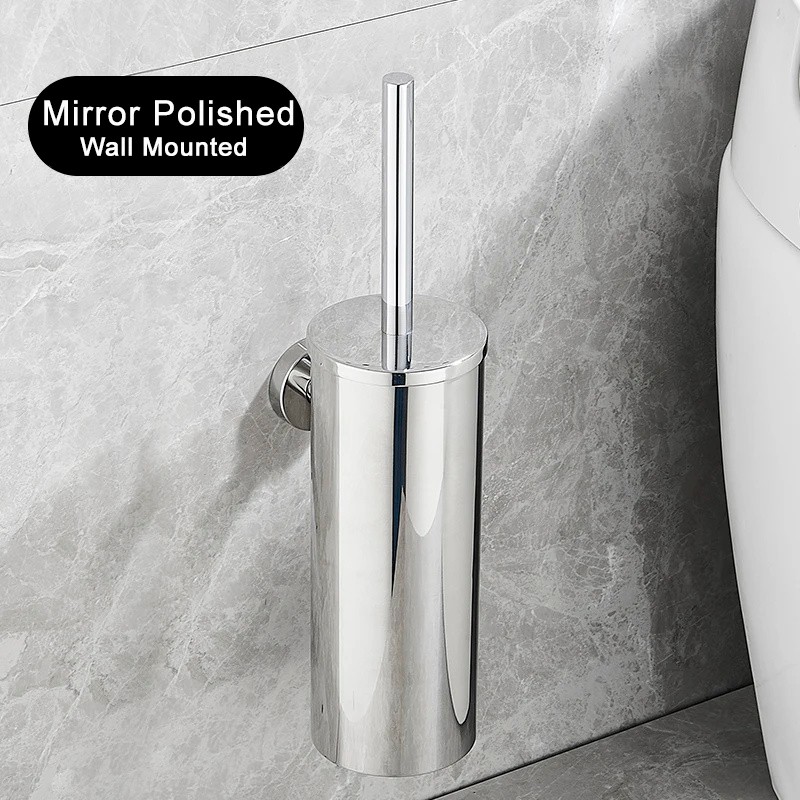 FALANGSHI FR07 Stainless Steel Toilet Brush and Holder Set, Brushed