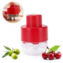 Cherry Pitter - Olive Pitters Tool Pit Remover, 7 Hole Multiple Seed Remover Quick Push Pull Multi Cherry Core Portable Saving Design Fruit Corer for Kitchen Home Party Red