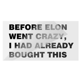 MaNeaz Interessant Auto Aufkleber UV-Aufkleber | "BEFORE ELON WENT CRAZY,I HAD ALREADY BOUGHT THIS" | Wasserdicht und kratzfest für empfindliche Auto-Lacke ca. 11 x 5,6 cm(Schwarz)