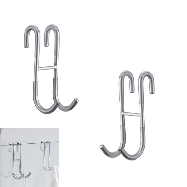 2PCS Shower Door Hooks for Framed Glass Door, Towel Hooks
