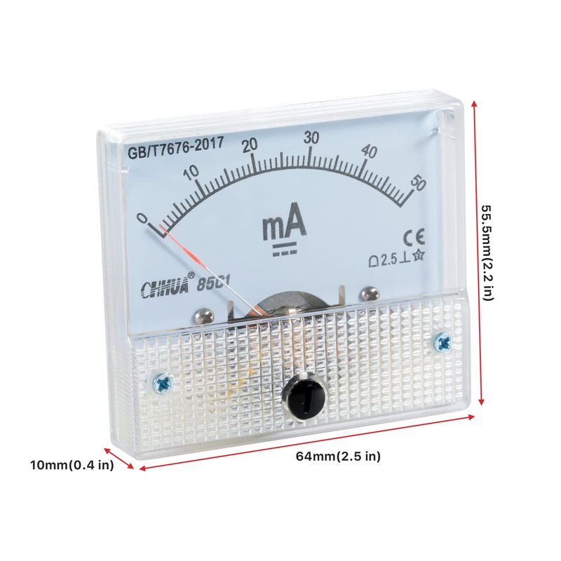 Cloudray 50mA Ammeter HUA 85C1 DC 0-50mA Analog Amp Panel