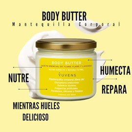 Mantequilla Corporal Ultra Humectante Ylang Ylang y Lavanda – Body Butter Natural con Manteca de Karité, Almendras Dulces y Vitamina E – Relajante, Nu