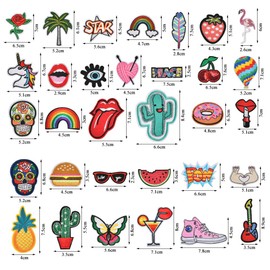 DODUOS 32PCS Iron on Patches for Clothing, Embroidered Applique Patches Stickers Assorted, Sew on Repair Patches and Badges, Fabric Repair patches for Kids Clothes Jeans Jackets Hats Shoes Backpacks