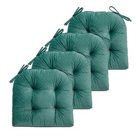 FABRICASTLE Chair Cushions Pads Non-skid Comfortable 17" x 16" Seat Cushion Cover Set of 4 for Indoor Kitchen Dining Room Office Chairs (Dark green, 4 counts (pack of 1))