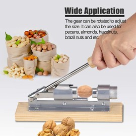 Nutcracker, Heavy Duty Nut Cracker, Pecan Cracker Walnut Cracker Plier Opener Tool, Desktop Wood Base & Handle, for Opening Almonds, Walnuts and Brazil Nuts, 2.0 * 7.9inch