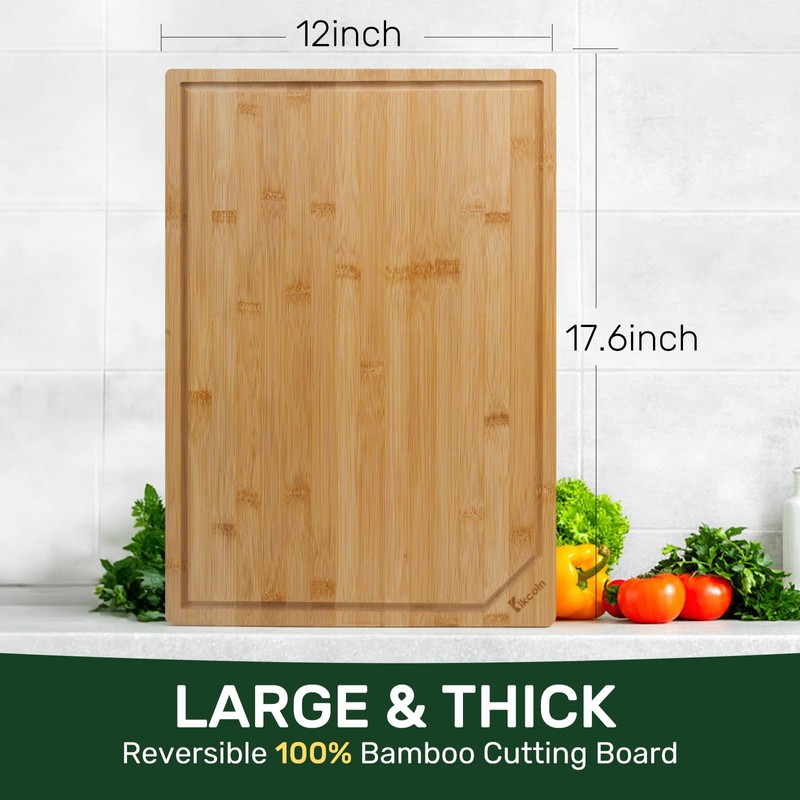 Bamboo Cutting Boards for Kitchen, Extra Large Wood Cutting Board