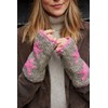 Pachamama Women Wool Hand Wrist Warmers Fleece Lined Handknitted Star