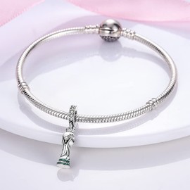 Pandach C28 Women's Charm Pendant for Bracelet, 925 Sterling Silver Charms Beads Fits Bracelet and Necklace, Compatible with European Bracelets for Women and Girls, Sterling Silver, Cubic Zirconia