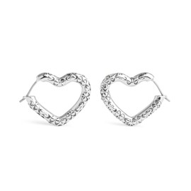 COACH Women's Signature Quilted Heart Hoop Earrings