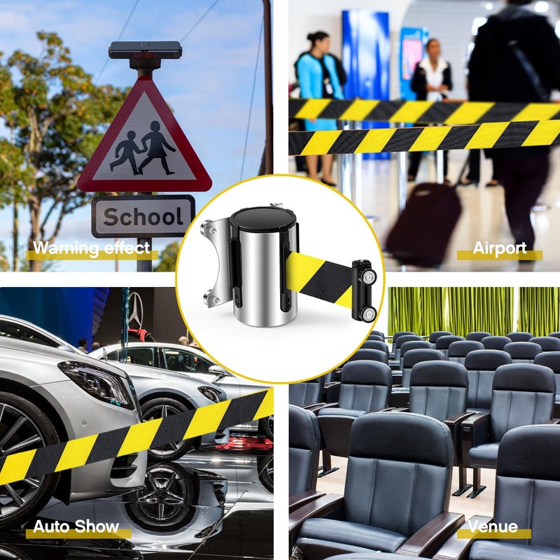 Singhoow 1 Pcs 16.4ft Magnetic Wall Mount Retractable Belt Barrier