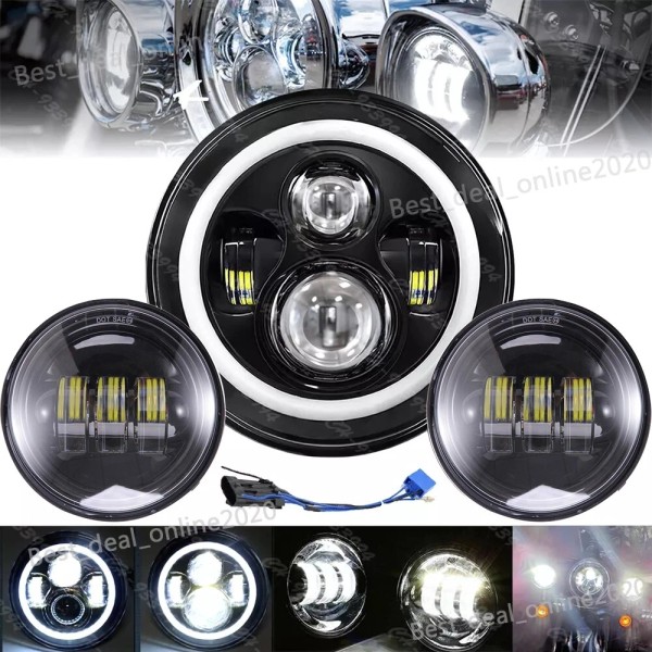 Unbranded 7" LED Headlight + 4.5" Passing Light For Harley