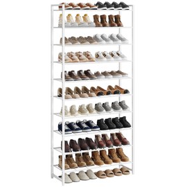 Nunsino Shoe Rack, Metal Shoe Organizer, 10 Tier Garage Shoe Rack Max Holds 50 Pairs,Shoe Storage Shelf for Closet,Entryway,White