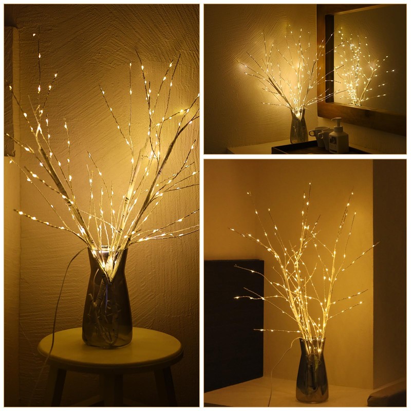 Rivokeer Lighted Birch Branches 34IN 180 LED with Timer, Artificial