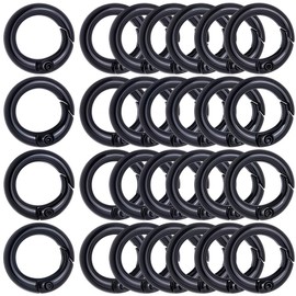 SOFPLATE 1 Box 30Pcs Black Spring O Rings 20mm Round Carabiner Clip Snap Metal Trigger Key Ring Clips Zinc Alloy Gate O Rings Buckles for DIY Keychains Keyrings Purses Handbags Dog Leashes Crafts
