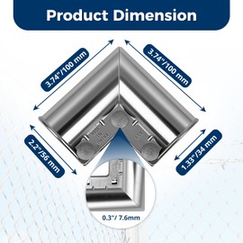 Aluminum Chain Link Fence Gate Corners for 1-3/8" x 1-3/8" OD Pipe, 90 Degree Gate Elbow Kit with Bolts and Nuts, 4 Pack