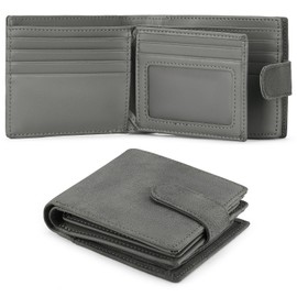 GOIACII Mens Wallet Large Capacity Genuine Leather RFID Blocking Bifold Wallets for Men with ID Window and 15 Card Slots