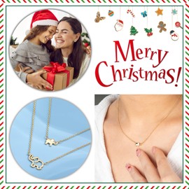 Ascona Mother Daughter Necklace Set for 2, Gold Mom Daughter Elephant Matching Pendant Chain, Mommy and Me Jewelry Mother's Day Christmas Gifts Valentines Day Gifts for Her