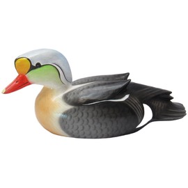 Brave Wings Hand Carved Wooden Decoy Duck ~ King Eider Duck 26cm Long ~ Ornament Sculpture Figurine Statue Unique Table Decoration Home Decor ~ 5254
