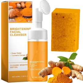 Turmeric Wash and Care two PieceSetTurmericCleansing Mousse, Turmeric SoapFacialCleansing Skincare FacialCleansing CleanserFacial Wash Comfort，Summer Gift Daily Kit skincare gift set kojic soap:_Soap*1+Soap Bag*1