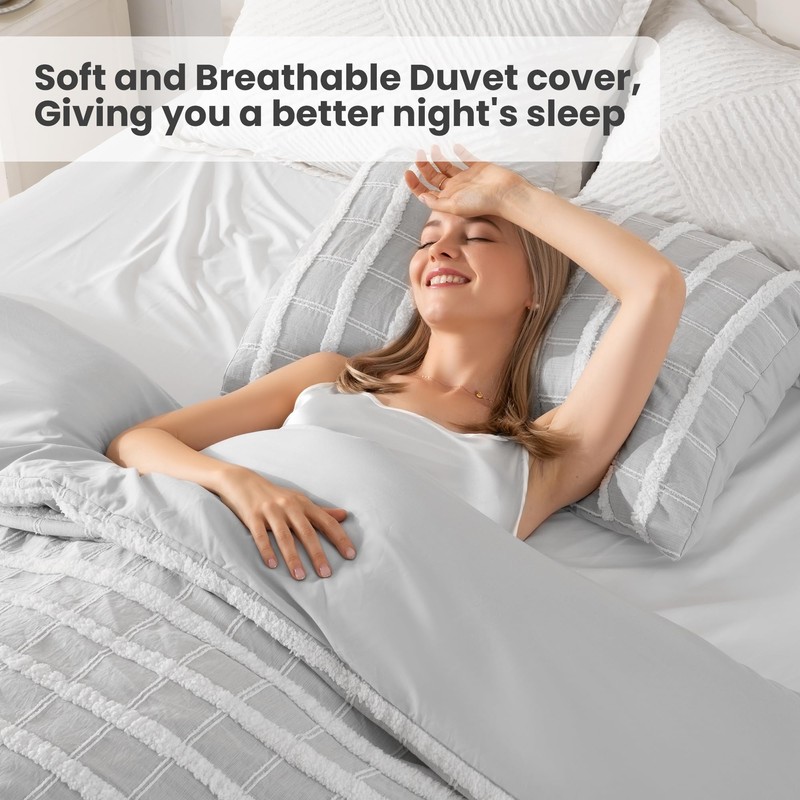 ROSE&RISY Tufted Queen Duvet Cover Set, 3 Pieces Soft &