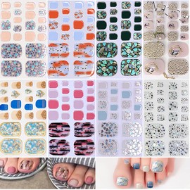 Nail Seals for Feet 8 Sheets 3D 3D Nail Sticker Nail Art Gel Nail Wrap Popular Cute Stylish Nail Accessories Ladies' File Included (H)