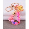 [Looking] Women Keychain Cute Stylish Alphabet Key Ring Pink Initial