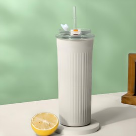 MYEEDA Tumbler with Lid, No Spilling, Tumbler with Straw, Stainless Steel, Coffee Tumbler, Straw, Large Capacity, Vacuum Insulated Tumbler, 16.9 fl oz (500 ml), Easy to Wash, Water Bottle with Straw,