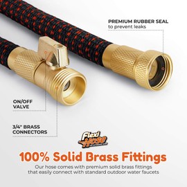 Flexi Hose Flexi Hose with 8 Function Nozzle, Lightweight Expandable Garden Hose, No-Kink Flexibility, 3/4 Inch Solid Brass Fittings and Double Latex Core