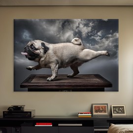 EGD Wall Art Pug Acrylic Home Decor | Modern Interior Design | Acrylic Wall Art | Picture Photo Printing for Wall Decor | Multiple Size and Wood Support Options (Wide 30"x 20" Height)