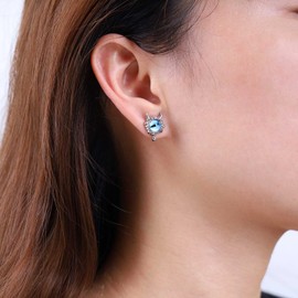 Inilbran Boho Evil Eye Earrings Silver Evil Eye Stud Earrings Vintage Devil Eye Earrings Tiny Evil Eye Protection Earrings Jewellery for Women and Girls, Zinc