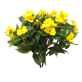 Mynse 2 Pieces Artificial Flower Impatiens for Balcony Garden Bonsai Decoration (Yellow)