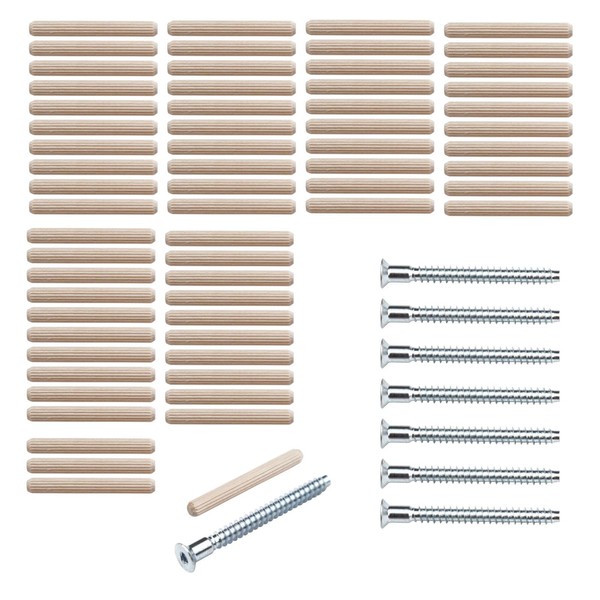 Repair Kit / Replacement Parts Set Suitable for IKEA Kallax 2 / 3 x 3 / 4 x 4 / 5 x 5 / etc. Shelves - Screws (#104321) and Wooden Dowels (#101339) (5x5 Shelf)