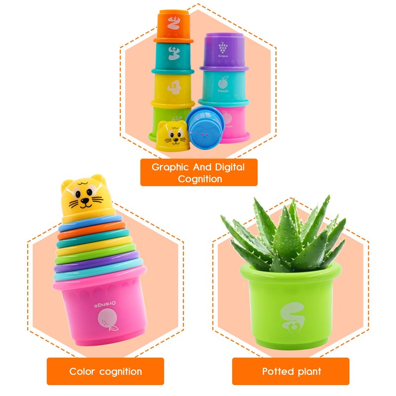 PHYLES 9-Piece Stacking Cups Children's Stacking Tower Stacking Cube Baby
