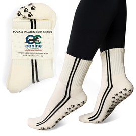 Grip Socks Pilates, Yoga, Barre | Pilates Grip Socks | Grippy Cute Mini Crew | Non Slip Heart Pawprints | Support Dog Rescues