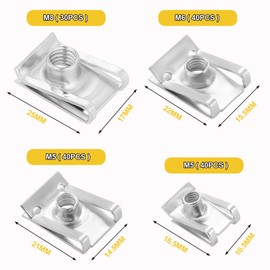 Gueenky 150Pcs U Clips Screws, M4 M5 M6 M8 Spire Clips Nuts Car Undertray Screws Clips Metal Speed Fasteners Clips U Self Tapping Clips Car Body Screw Clips for Cars Motorcycles