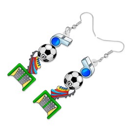 RAIDIN Cute Acrylic Sports Balls Dangle Hook Earrings Jewellery for Women Girls Table Tennis Ball Football Earrings Gifts for Sports Lovers, Acrylic, No Gemstone
