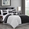 Chezmoi Collection Upland 7-Piece Quilted Patchwork Comforter Set, Black/Gray/Light Gray,