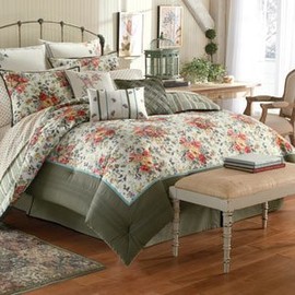 Laura Ashley Wakefield Green Rod Pocket Draperies