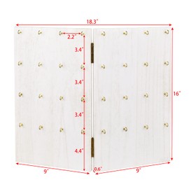 MOOCA Wooden Space Saving Foldable and Portable Jewelry Display Stand with 32 Hooks for Earring Card & KeyChain, Earring Holder, Bracelet Holder, Corner Display, Wash White Color