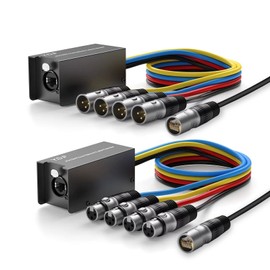 Y.D.F 3.3 Ft 4 CH Multi Network Snake Receiver Over Ethercon Cable XLR Snake Box Extender for Stage Lighting and Recording Studio-XLR/AES/DMX Channel (1 Pairs) with 98ft Ethercon Cable