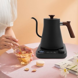 Electric Gooseneck Kettle 1200W Electric Kettle with LED Display for Home/Office, 0.24 Gal Quick Heating Water Boiler for Coffee Tea Brewing, Adjustable Temp 104-212°F (Black)