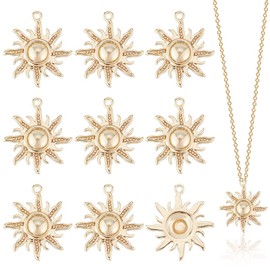 BENECREAT 10pcs 18K Real Gold-Plated Pendant in Sun Shape, 17.5 x 15.5 x 3 mm Golden Sun Charms, Heavenly Pendants for Making Bracelets, Necklaces and Jewellery Accessories, Hole: 1 mm