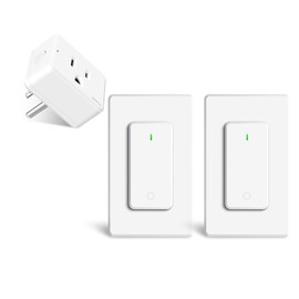 Remote Switch Outlet, GreenCyle Outlet Plug with 2 Remote, Wireless On/Off Light Switch Wall Mounted, 15A/1500W, TUV Listed, No Wiring Needed, 500ft RF Range, for Lamps, Fans, Household Appliances